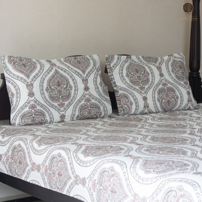Brown Marwar Bedsheet 108 By 108 Pure Cotton Super King Bedsheet by Heritagewear
