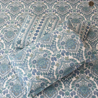 Blue Amber Pure Cotton King Size Bedsheet Set