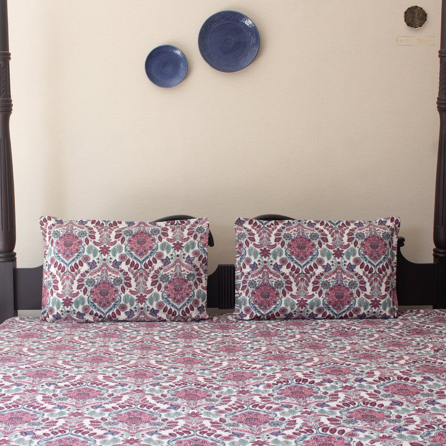 Pink Amber Pure Cotton King Size Bedsheet Set