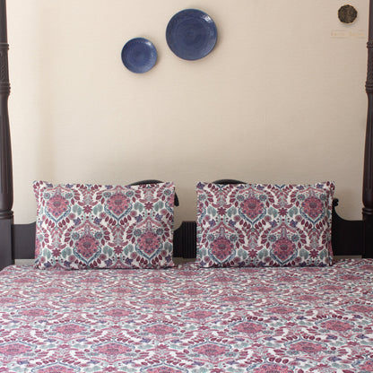 Pink Amber Pure Cotton King Size Bedsheet Set