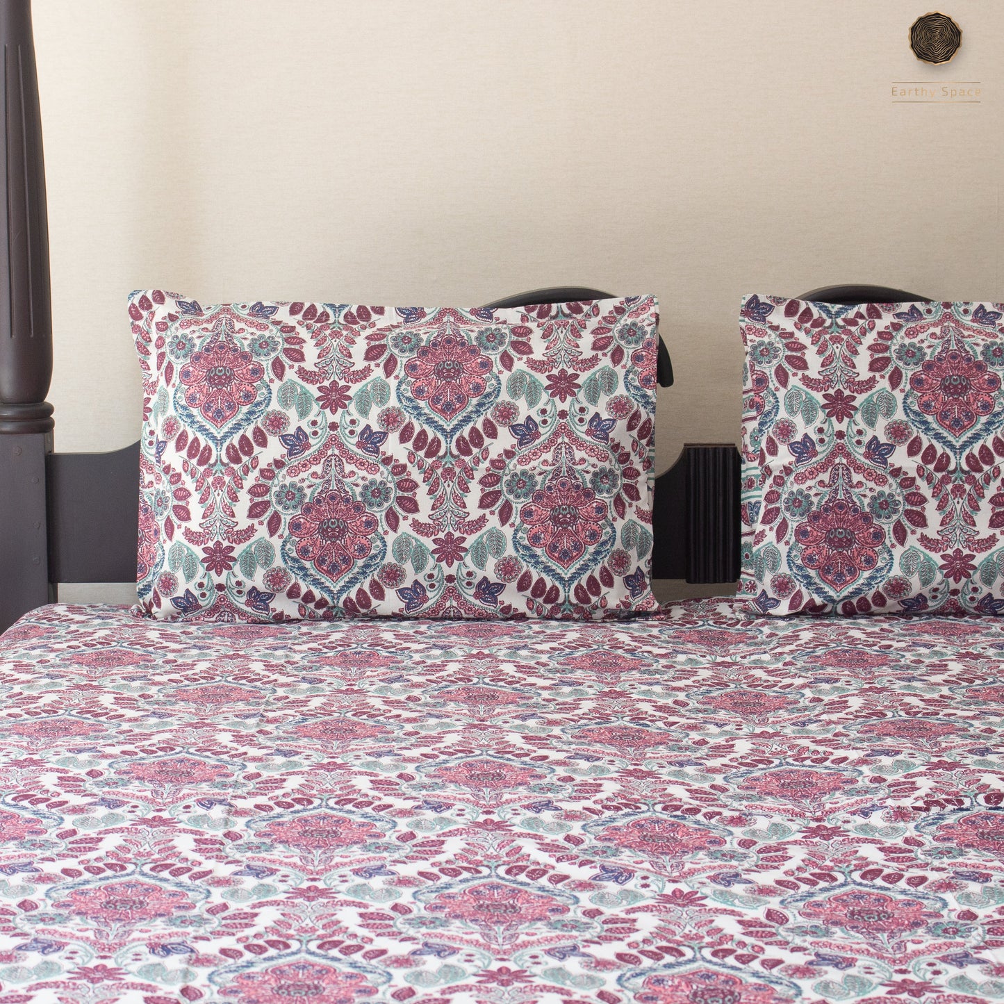 Pink Amber Pure Cotton King Size Bedsheet Set