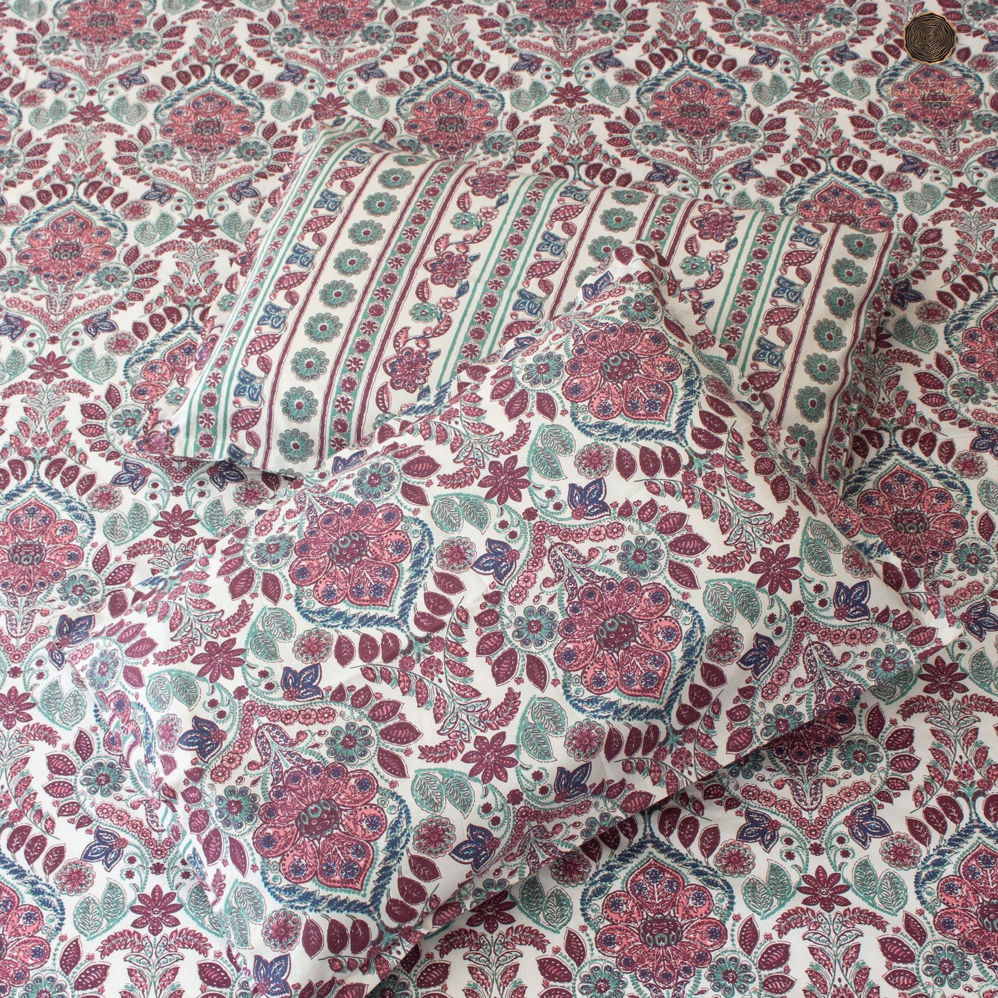 Pink Amber Pure Cotton King Size Bedsheet Set