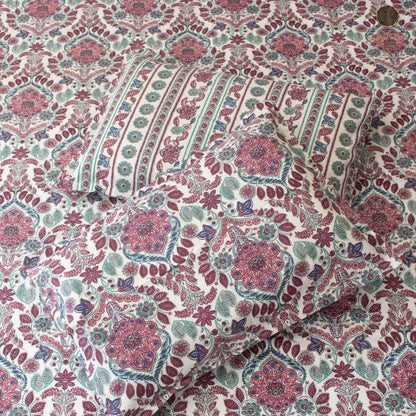 Pink Amber Pure Cotton King Size Bedsheet Set
