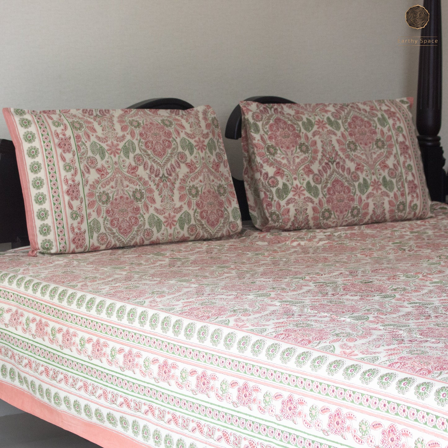 Pink Amber Pure Cotton Super King Bedsheet by Heritagewear