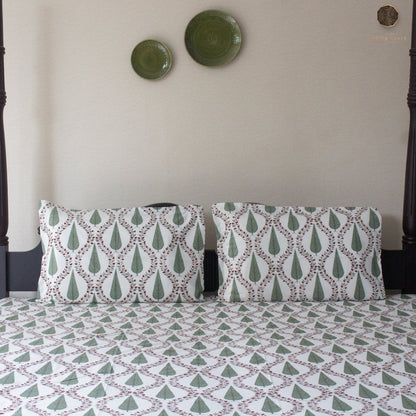 Green Cyprus Pure Cotton Super King Bedsheet by Heritagewear