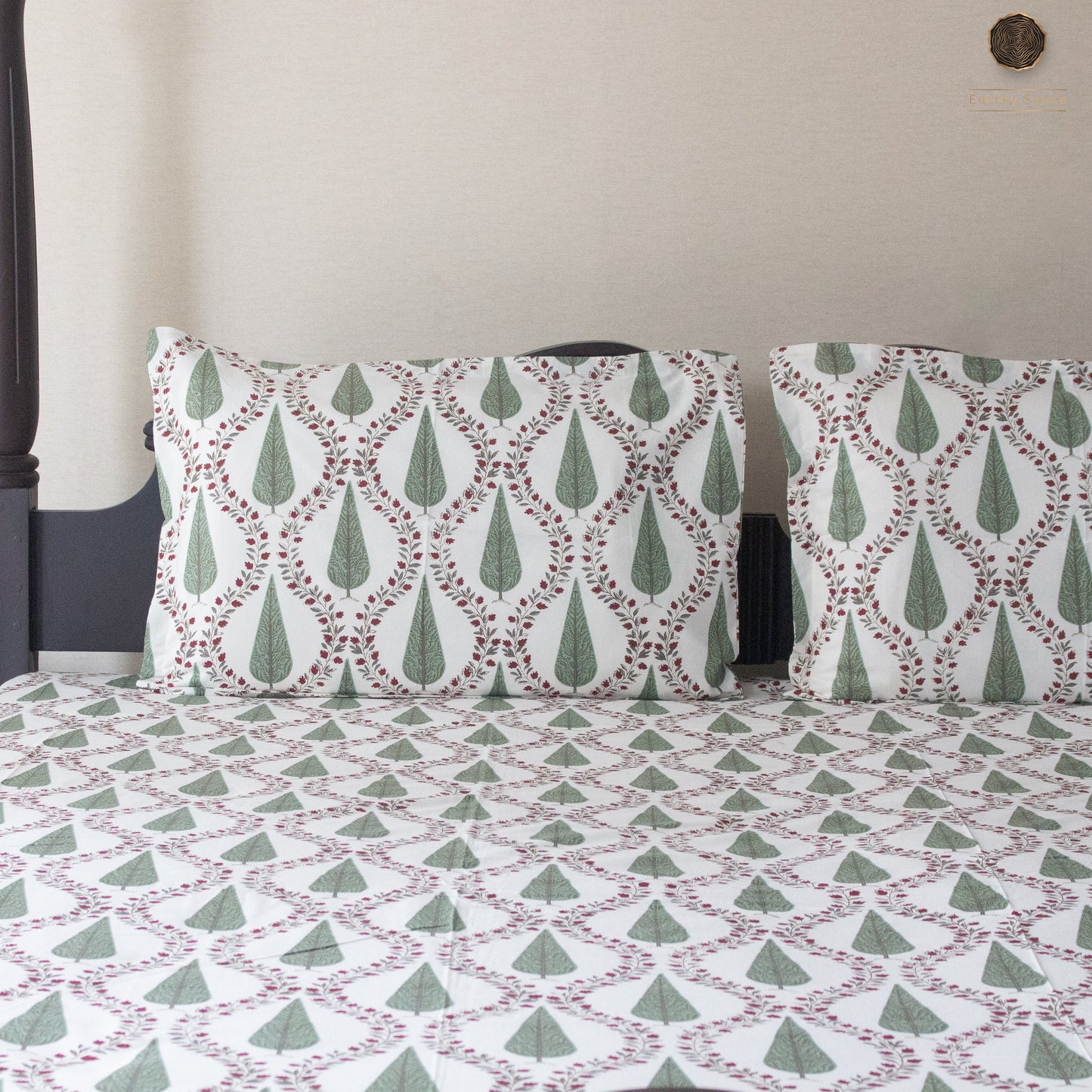 Green Cyprus pure cotton Super King bedsheet set by Heritagewear