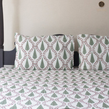 Green Cyprus pure cotton Super King bedsheet set by Heritagewear