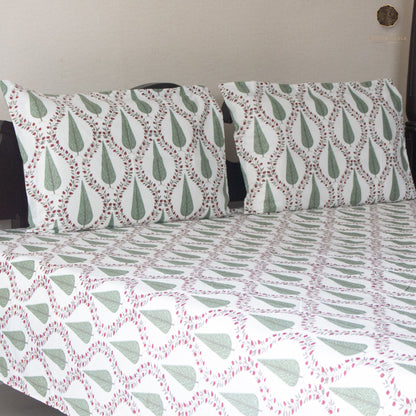 Green Cyprus Pure Cotton Super King Bedsheet by Heritagewear