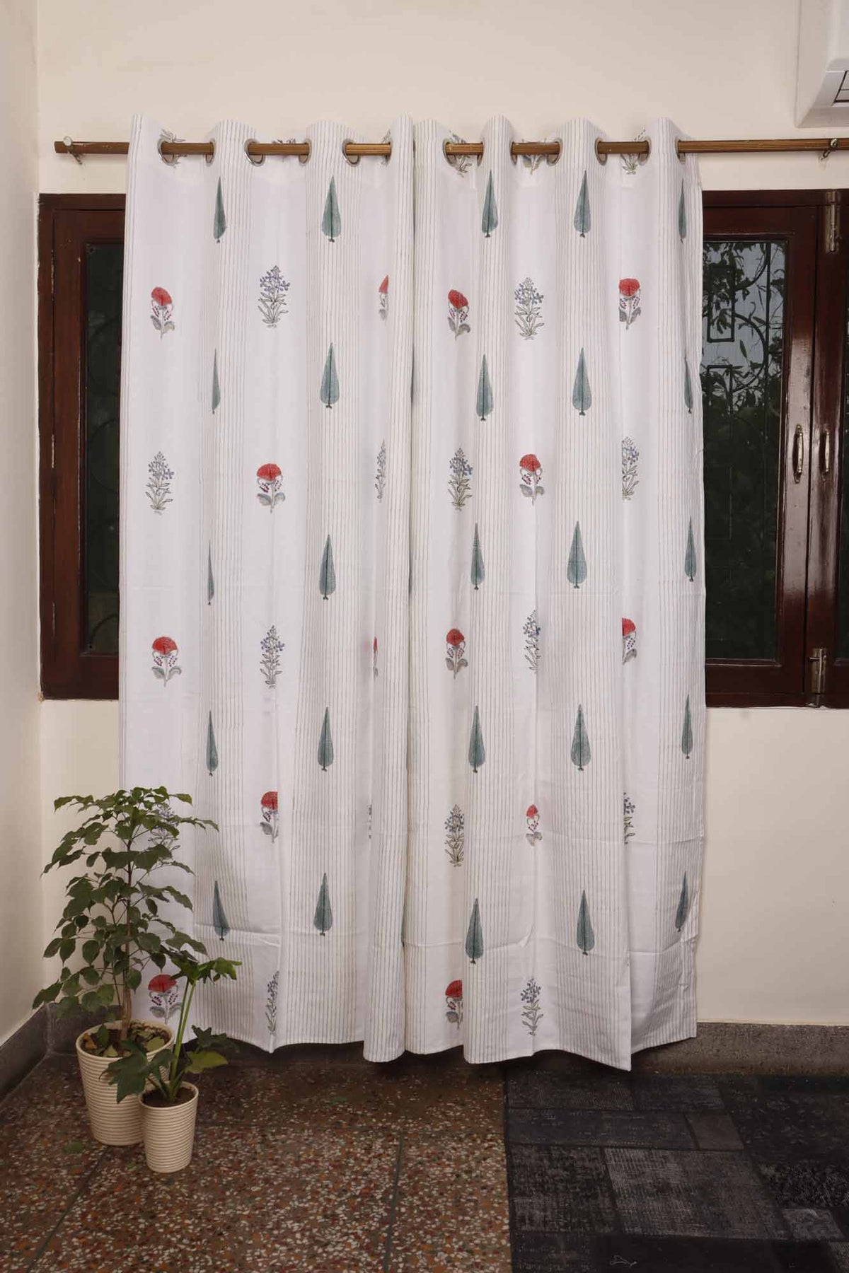 Mughal Lakeerein hand block printed curtains - Heritagewear