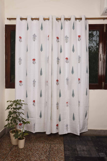Mughal Lakeerein hand block printed curtains - Heritagewear