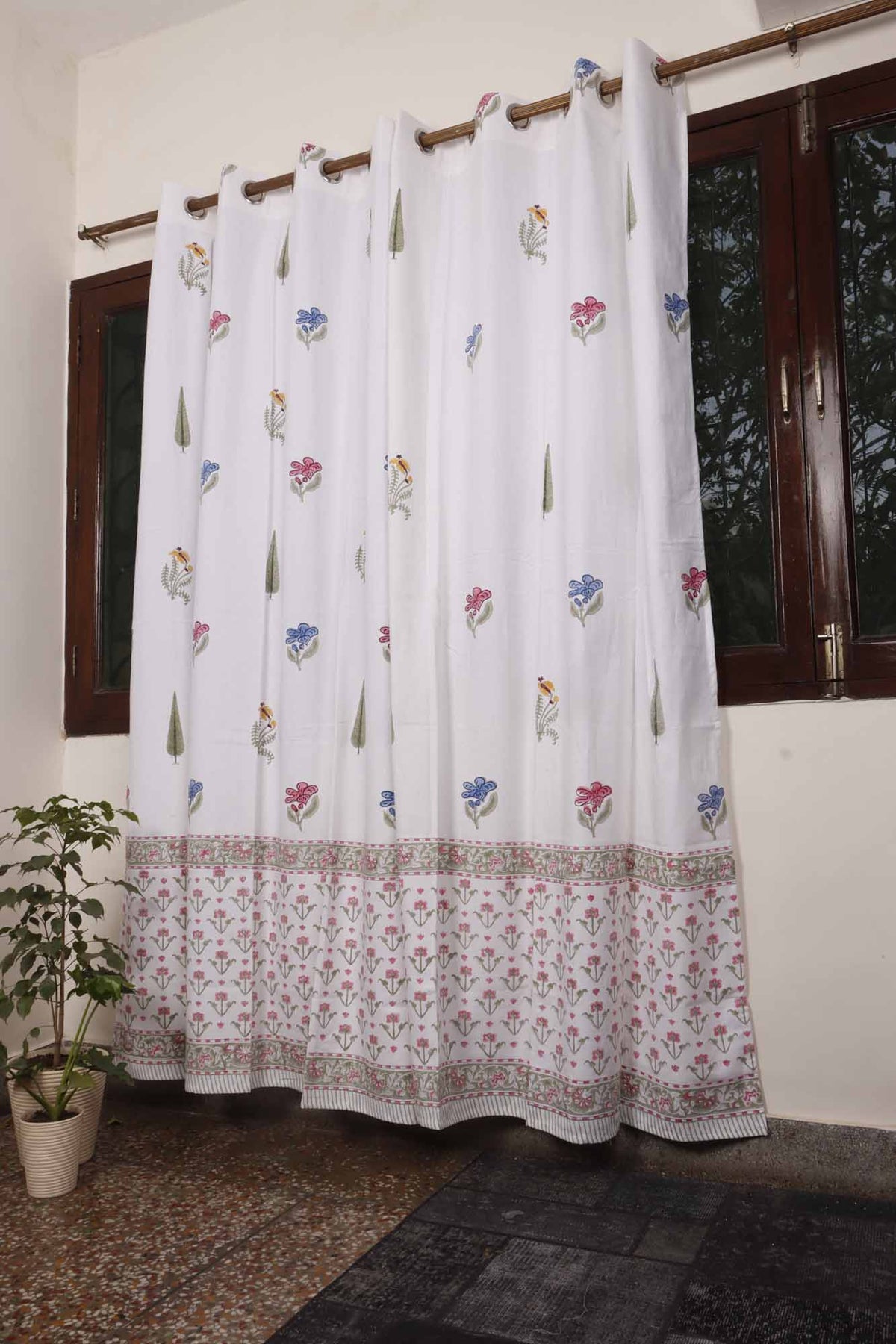 Mughal Garden hand block printed curtains - Heritagewear