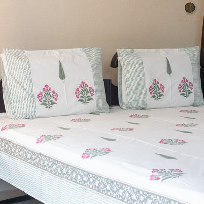 Garden Bloom Pure Cotton King Size Bedsheet Set