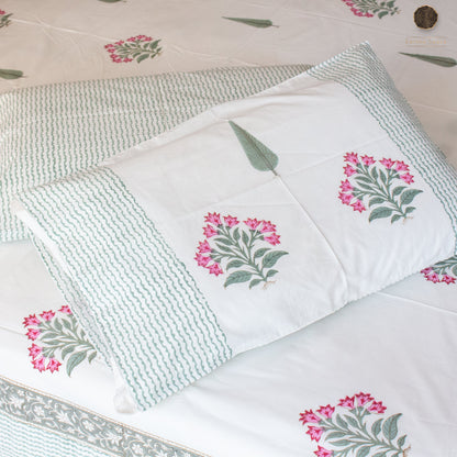 Garden Bloom Pure Cotton King Size Bedsheet Set