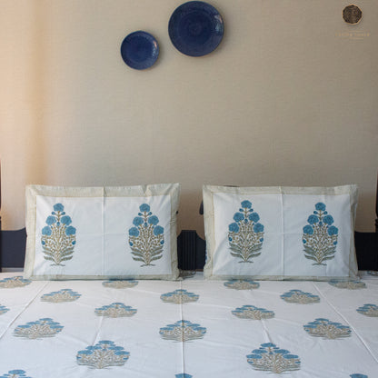 BlueBell Hand Block Printed Cotton King Size Bedsheet Set