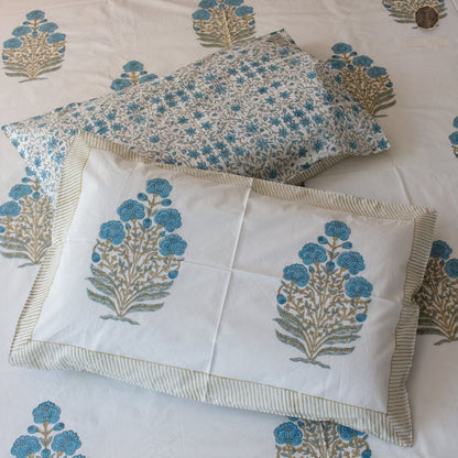 BlueBell Hand Block Printed Cotton King Size Bedsheet Set
