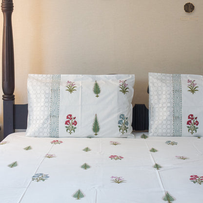 Eden Hand Block Printed Cotton King Size Bedsheet Set