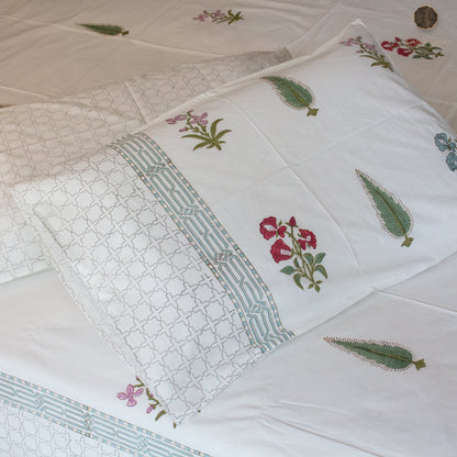 Eden Hand Block Printed Cotton King Size Bedsheet Set