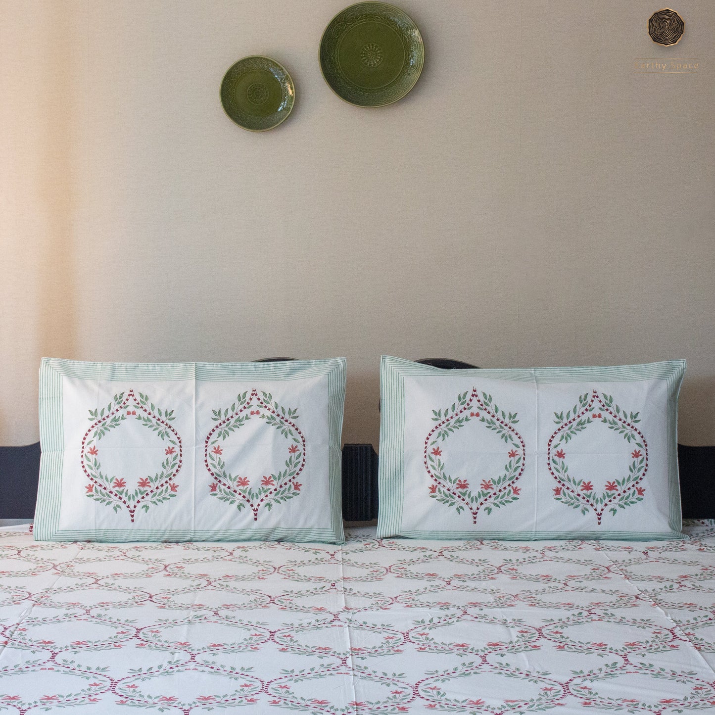 Orchid Jaal Hand Block Printed Cotton King Size Bedsheet Set