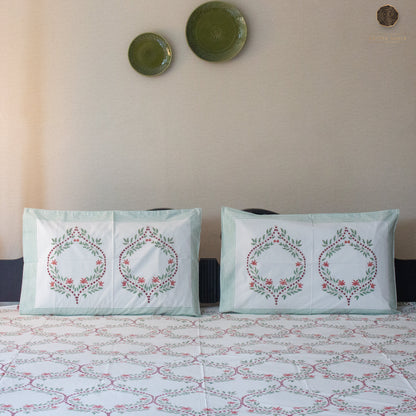 Orchid Jaal Hand Block Printed Cotton King Size Bedsheet Set