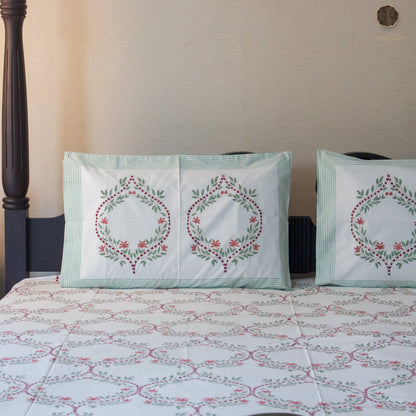 Orchid Jaal Hand Block Printed Cotton King Size Bedsheet Set