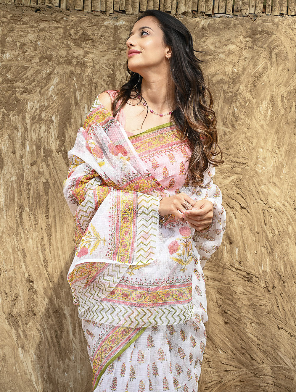 Sanganer Summers : Hand Block Printed Kota Doria Saree - Basant Garden