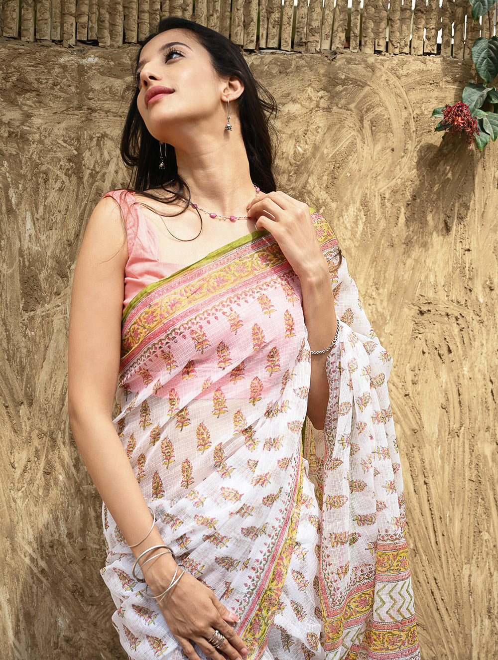 Sanganer Summers : Hand Block Printed Kota Doria Saree - Basant Garden