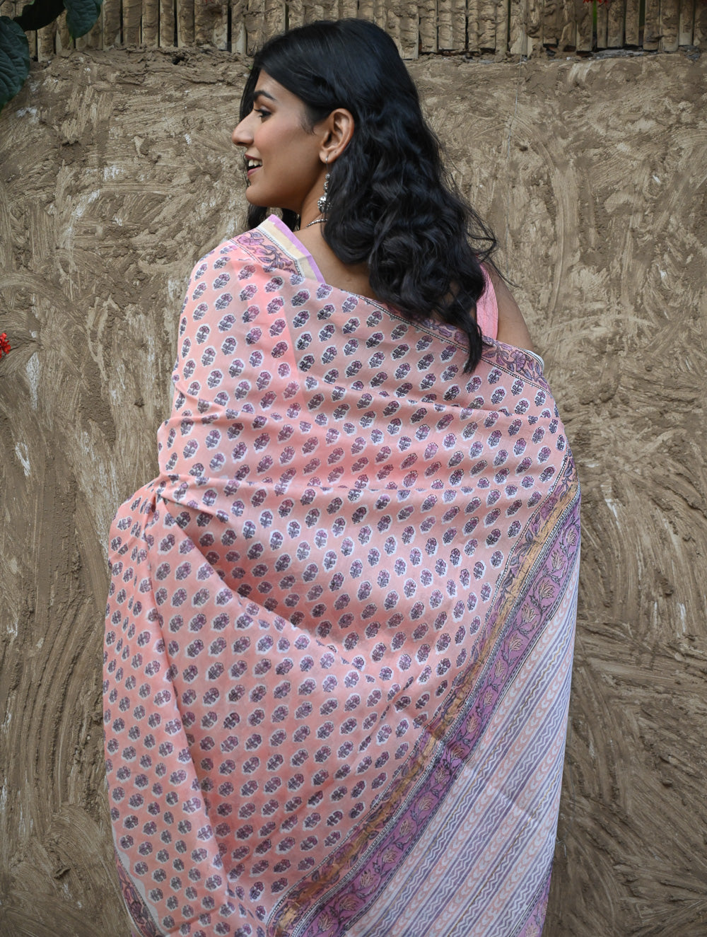 Sanganer Summers : Hand Block Printed Chanderi Saree - Gulabi Pushpa