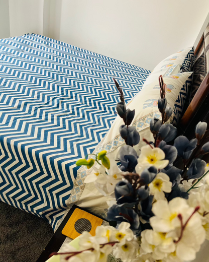 Neela Hathi cotton bedsheet set - Heritagewear