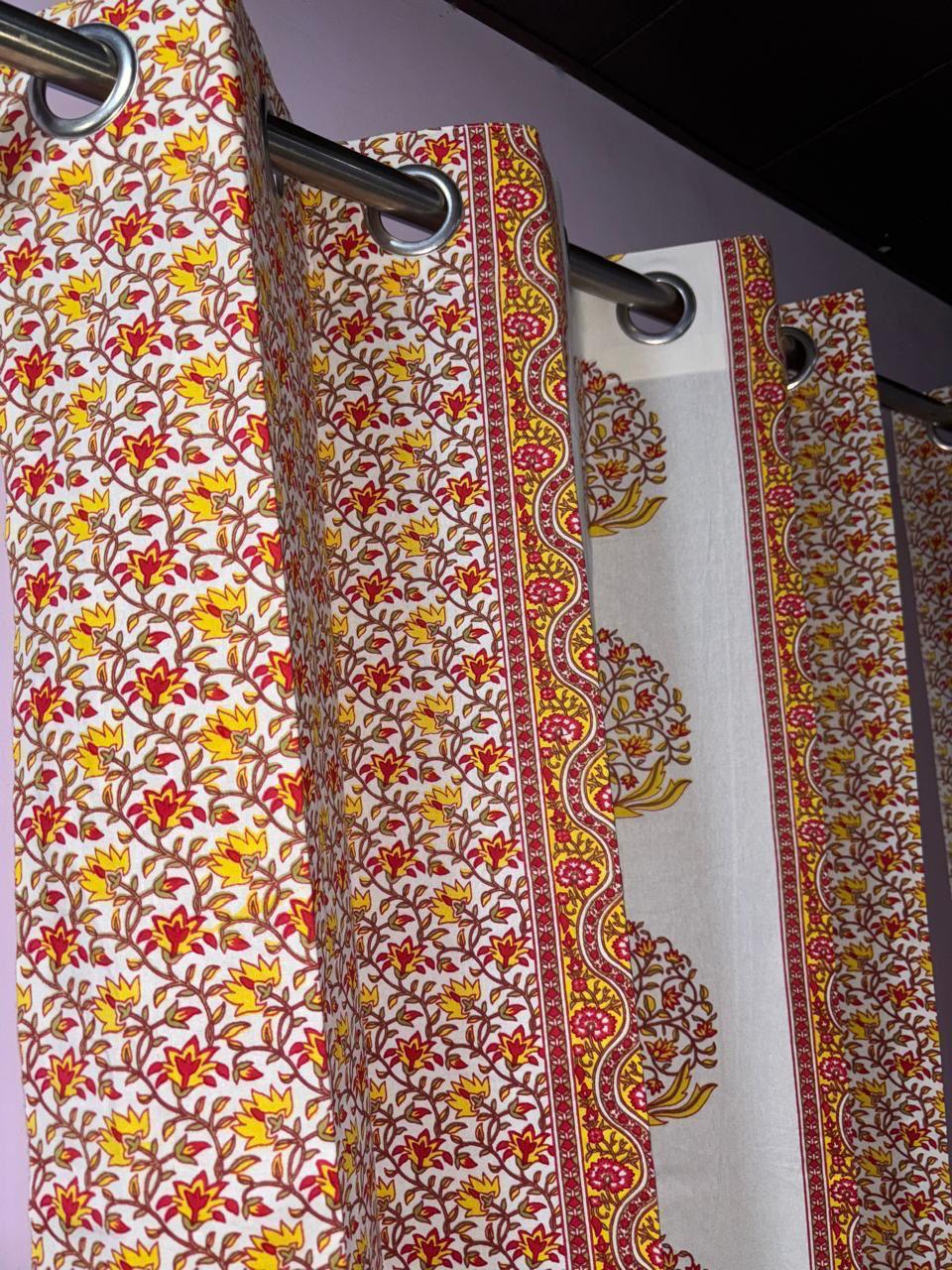 Peach Blossom Floral Cotton Curtains