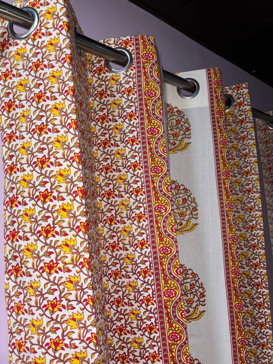 Peach Blossom Floral Cotton Curtains