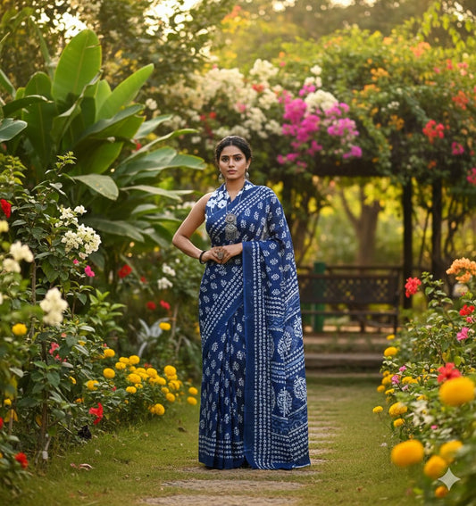 Jaipuri Cotton Mulmul Saree with Ethnic Prints