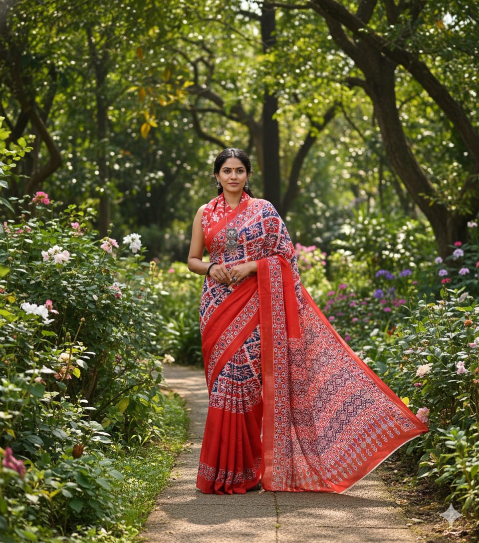 Jaipuri Printed Cotton Mulmul Saree