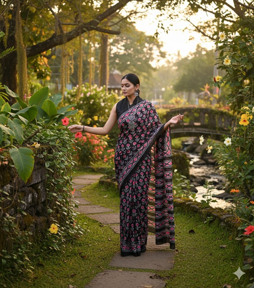 Premium Khadi Cotton Hand-Embroidered Saree