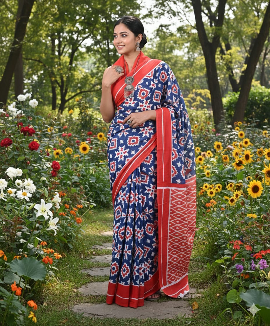Jaipuri Printed Cotton Mulmul Saree