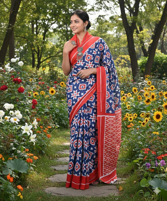 Jaipuri Printed Cotton Mulmul Saree
