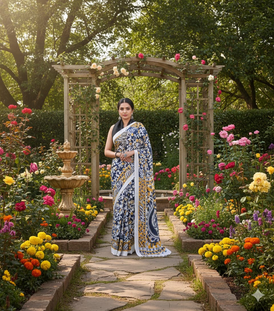 Jaipuri Printed Cotton Mulmul Saree