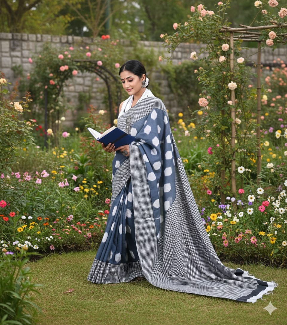 Jaipuri Cotton Mulmul Saree with Ethnic Prints