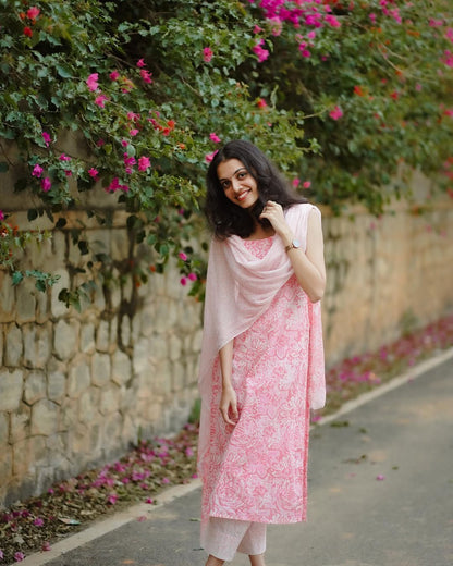 Cotton Suit with Chiffon Dupatta