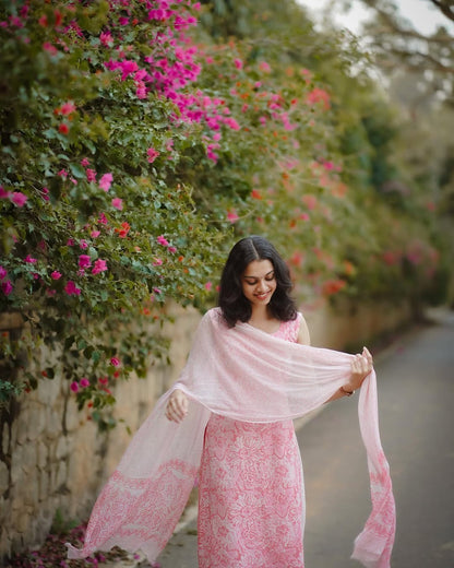 Cotton Suit with Chiffon Dupatta