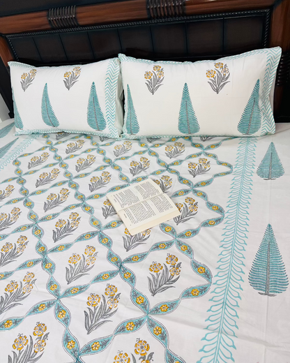 Akash Veena cotton bedsheet set - Heritagewear