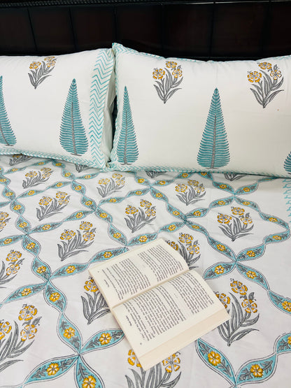 Akash Veena cotton bedsheet set - Heritagewear