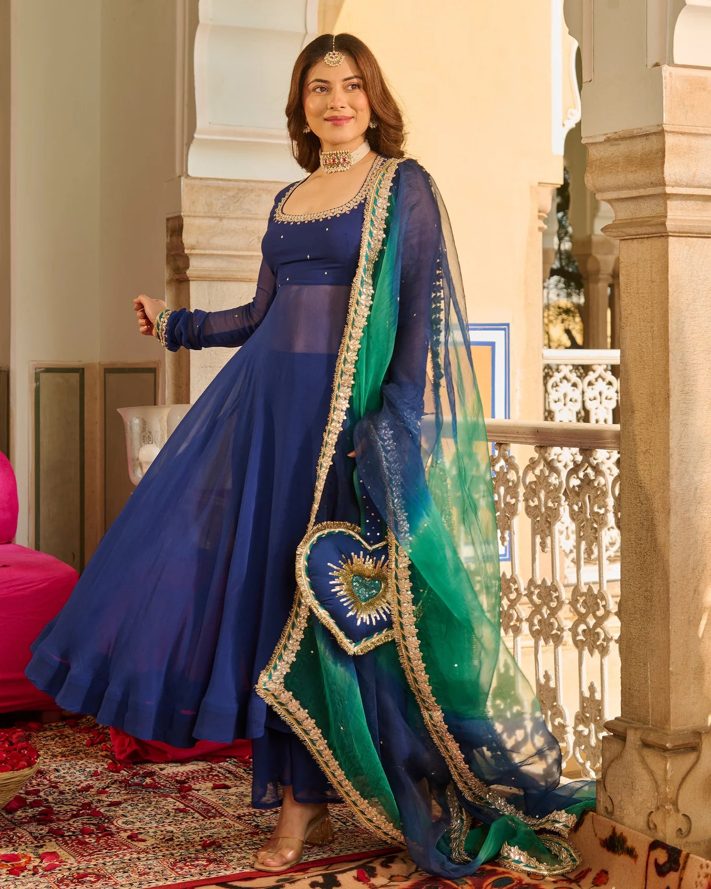 Sonata Blue Solid Designer Suit Set