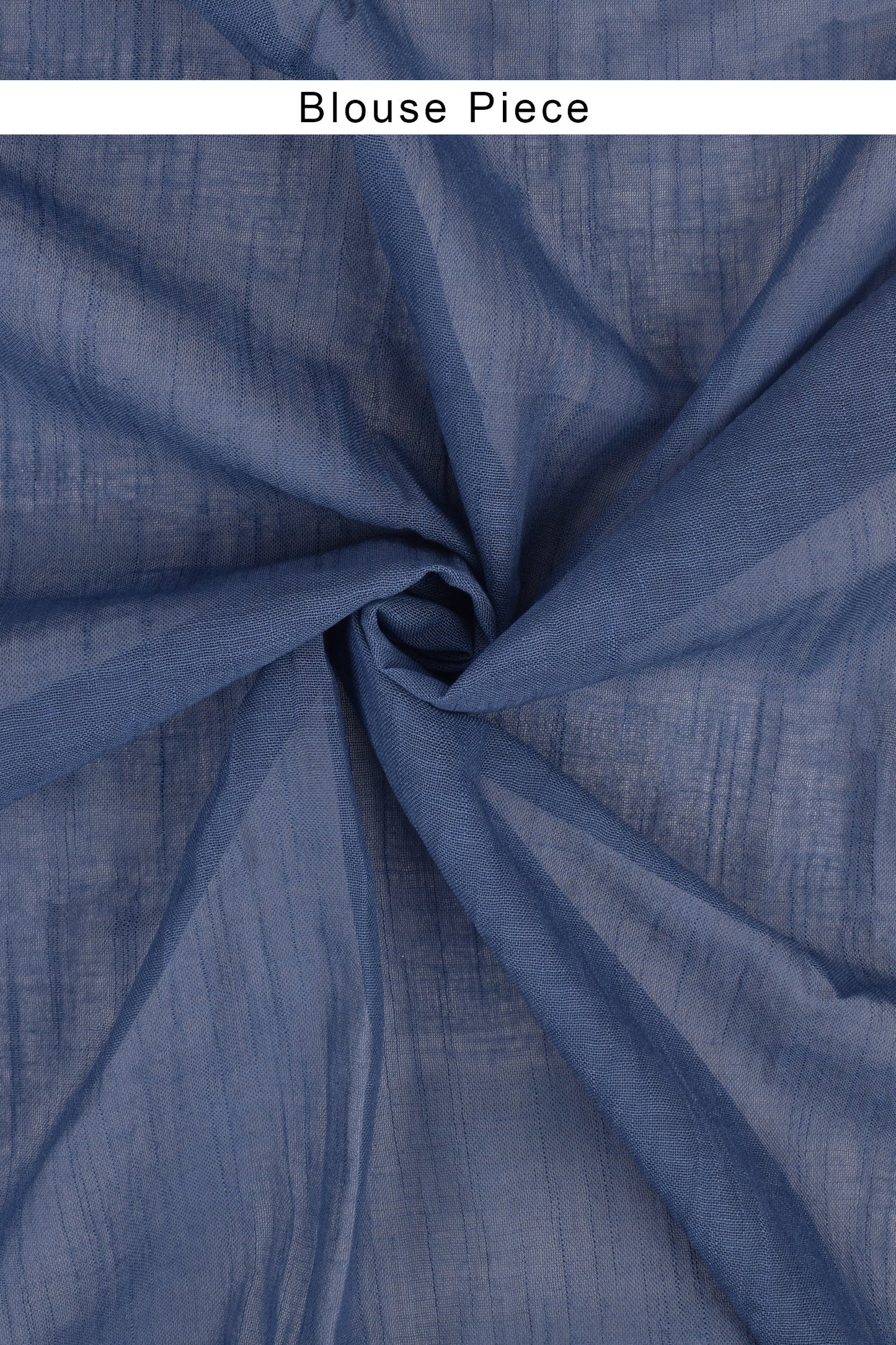 Heritage Aasmani Blue Block Print Linen Cotton Saree With Blouse Piece