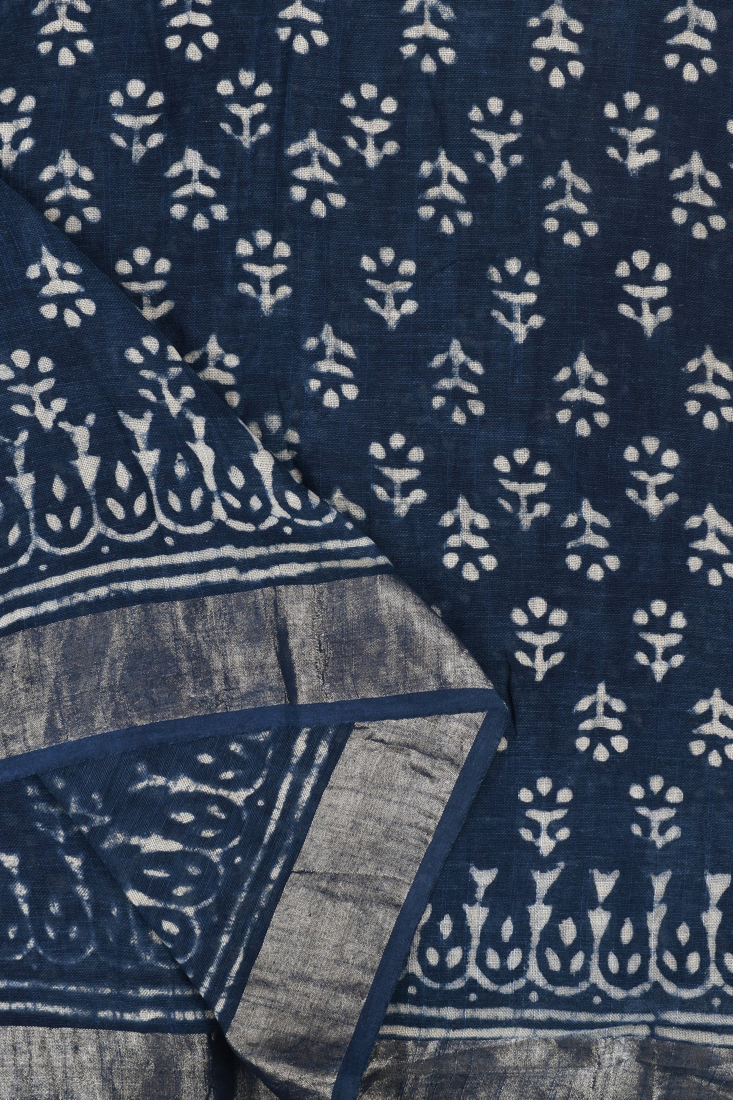 Heritage Shaniya Indigo Linen Saree with Blouse Piece