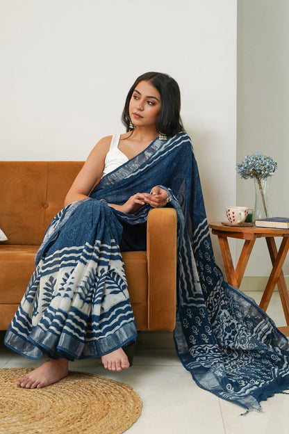 Heritage Coastal Linen Saree