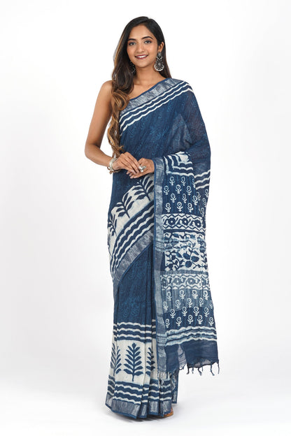 Heritage Coastal Linen Saree
