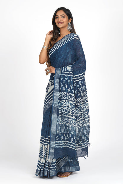 Heritage Coastal Linen Saree
