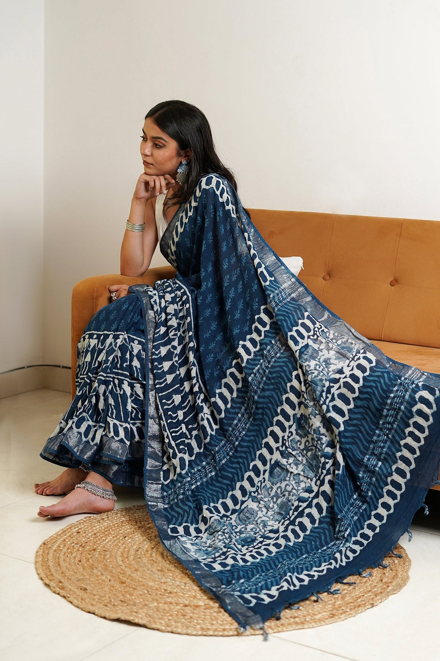 Heritage Maritime Linen Saree