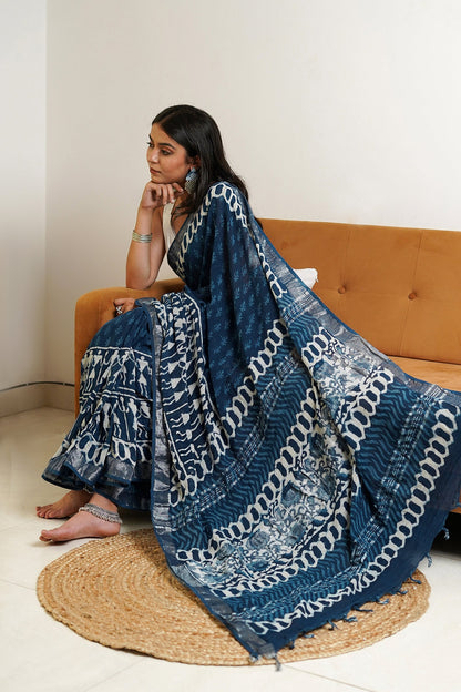 Heritage Maritime Linen Saree