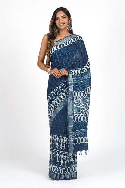 Heritage Maritime Linen Saree
